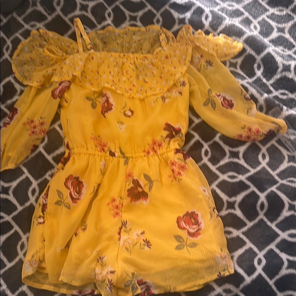 Abercrombie Kids Yellow Floral Jumpsuit